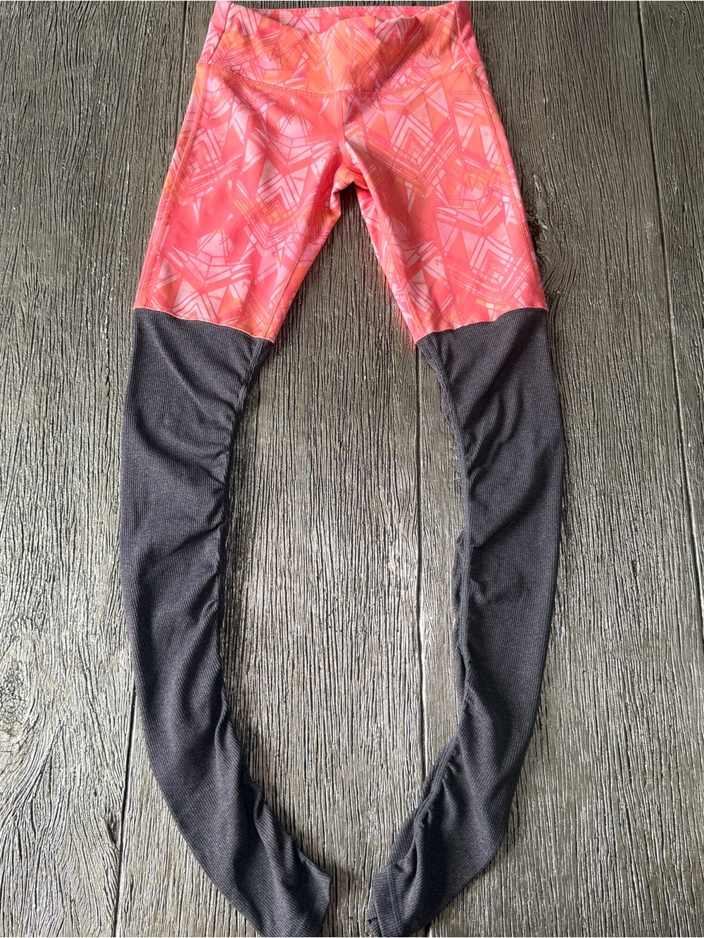 Alo Goddess Ribbed Leggings Warmers Womens Size XS Orange And Gray Yoga Exercise - Picture 2 of 8